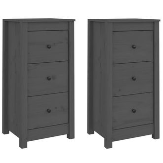 Berkfield Home Sideboards 2 pcs Grey 40x35x80 cm Solid Wood Pine | Size: 40 x 35 x 80 cm
