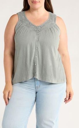 Lucky Brand Lace Trim Sleeveless Top in Green Bay at Nordstrom Rack, Size 1 X