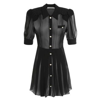 Alessandra Rich Kleedjes, Dames, Zwart, S, Katoen, Mini Chemise Jurk