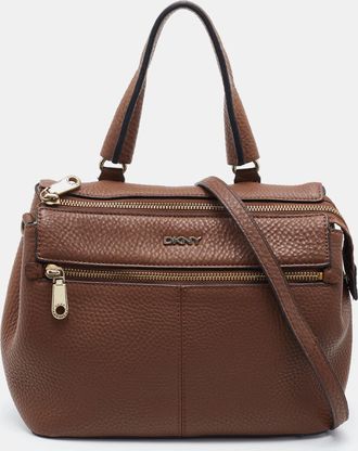 DKNY Dkny Brown Leather Top Zip Satchel