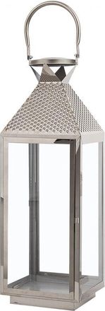 Beliani Farolillo De Metal Plateado 55 Cm Acero Inoxidable Portavelas Columna Industrial Moderno Bali