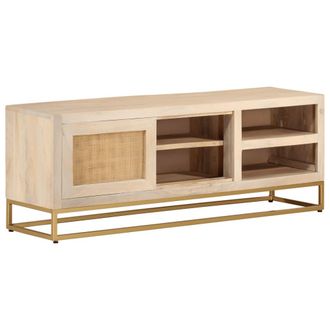 vidaXL Vidaxl - Mueble De Tv Madera Maciza De Mango Y Hierro 110x30x40 Cm
