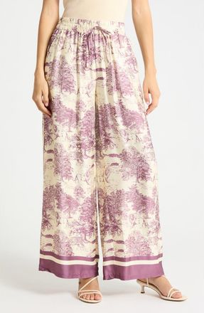 Joie Safari Print Wide Leg Pull-On Pants in Mauve/Ivory at Nordstrom Rack, Size X-Small