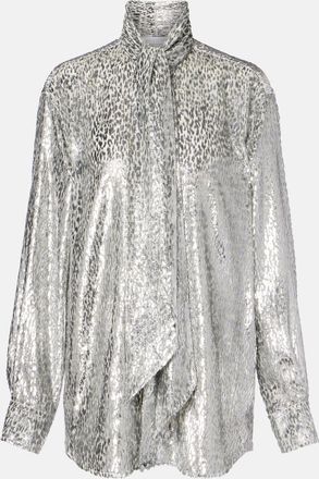 Stella McCartney Camicia con lam&eacute; e stampa leopardata