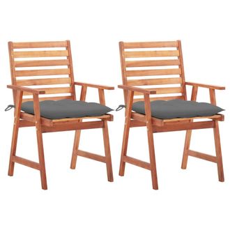 vidaXL Vidaxl - Sillas Comedor De Jard&iacute;n 2 Uds Madera Maciza Acacia Y Cojines