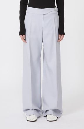 Sportmax Salita Cotton Blend Twill Wide Leg Pants in Medium Grey at Nordstrom, Size 10