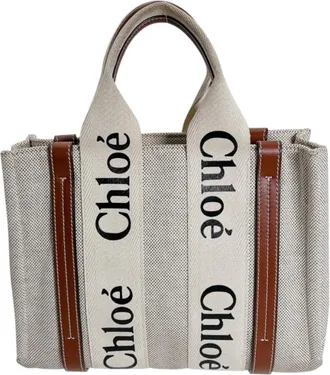 Chlo&eacute; Beige Cotton Canvas Handbag Tote Bag (Pre-Owned)