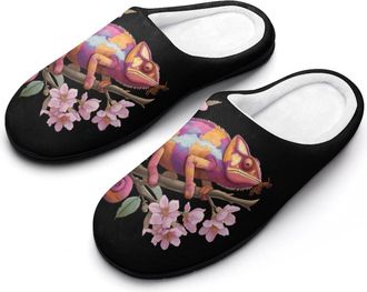 Generic Chameleon Print Womens Slippers Winter Warm House Shoes Indoor Outdoor Hotel Slipper