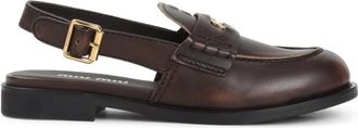 Miu Miu Mocasin destalonado de piel - Shoes - Mujer - Marr&oacute;n - 38 1/2 EU