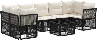 vidaXL Conjunto De Sof&aacute;s De Jard&iacute;n 8 Uds. Negro Rat&aacute;n Sint&eacute;tico Vidaxl
