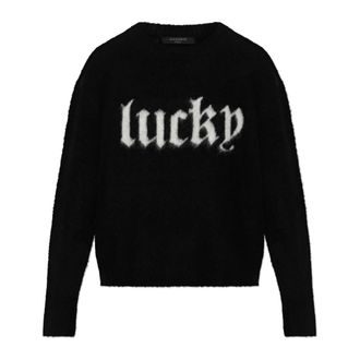 AllSaints Round-neck Knitwear, female, Black, Size: XS Lucky Crew Neck Sweater