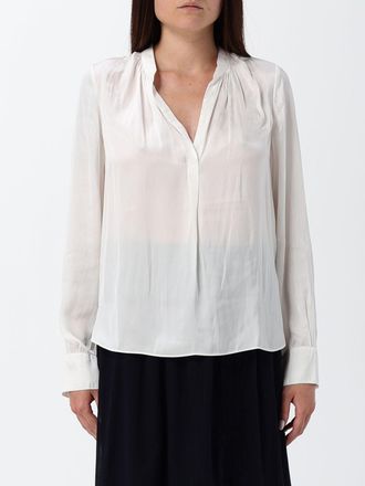 Emporio Armani Blusa in misto viscosa a maniche lunghe con scollo a V e orlo dritto