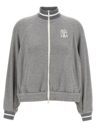 Brunello Cucinelli Logo Embroidery Lamé Sweatshirt