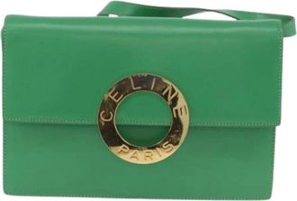 Celine Pre-owned Cross Body Bags, female, Green, Size: ONE SIZE Pre-owned Circle logo shoulder bag