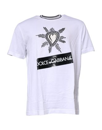 Dolce & Gabbana White Sacred Heart Short Sleeve Mens T-shirt
