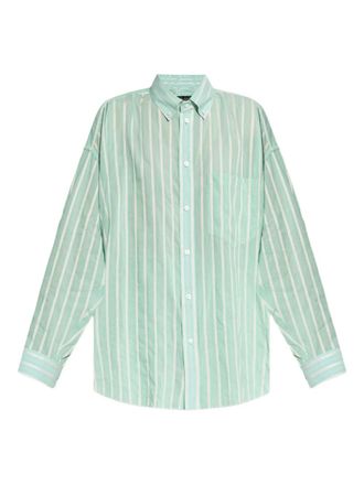 Balenciaga striped buttoned-up shirt - women - Cotton/Cupro - S - Green