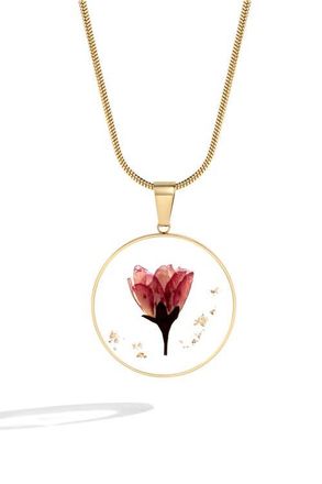 Mint & Lily Pressed Birth Flower Necklace in Gold /Forget-Me-Not at Nordstrom