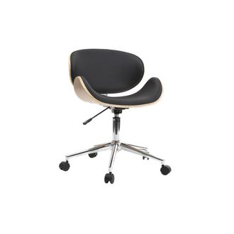 Miliboo Miliboo - Silla De Escritorio Dise&ntilde;o Pu Negro Y Madera Clara Walnut