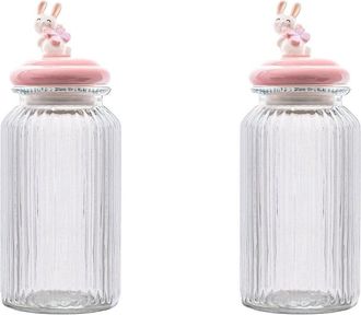 10 Strawberry Street Set Of 2 Figural Knob Glass Canisters