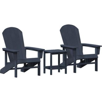 vidaXL Silla De Jard&iacute;n 3 Pcs Azul Marino Polietileno Vidaxl