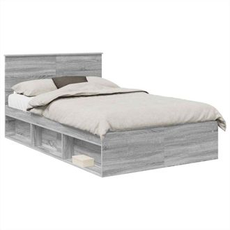 vidaXL Bed Frame Grey Sonoma 135 x 190 cm Engineered wood vidaXL