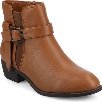 Journee Collection Womens Devina Medium and Wide Width Buckle Detail Ankle Booties