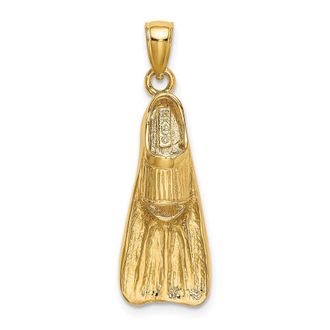 Diamond2Deal 14k Yellow Gold 3-D Scuba Flipper Charm
