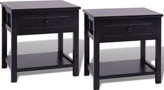 vidaXL Mesitas De Noche 2 Unidades Madera Negras Vidaxl