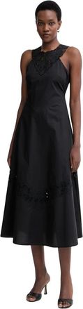 Twinset Jurk met kanten details en ronde hals - Dames - Jurken - Zwart - Maat: XS Katoen