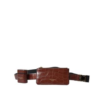 Dolce & Gabbana Belt Bags, female, Brown, Size: ONE SIZE Elegant Leather Airpod & Coin Purse Duo
