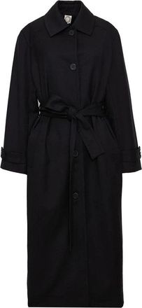 Ines De La Fressange Esme zwarte wollen jas - Dames - Jas met riem - Blauw - 2XS - Wol - Jassen