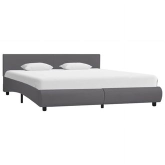vidaXL Estructura Cama Led Sin Colch&oacute;n Cuero Sint&eacute;tico Gris 180x200 Cm Vidaxl