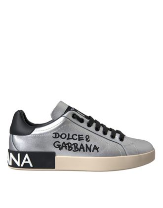 Dolce & Gabbana Zilveren Portofino Kalfsleren Sneakers Heren Schoenen