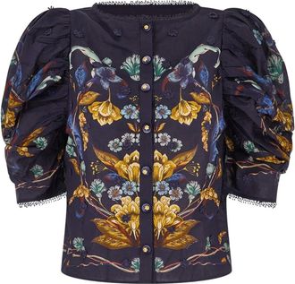 Farm Rio FARM Rio - Blusa de Manga Larga Golden Nature - Blouses & Shirts - Mujer - Azul - S