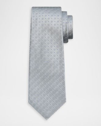 Kiton Men & apos;s Micro-Geometric Jacquard Silk 7-Fold Tie