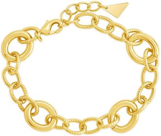 Sterling Forever Carter Round Statement Link Bracelet