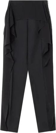 Lanvin Frilled Wool Pants - Dames - Straight fit broeken - Zwart - XS - Wol - Broeken