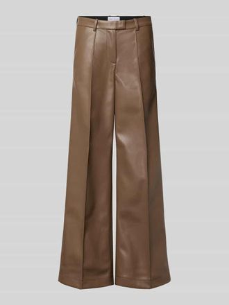 Stand Studio Hose in Leder-Optik mit L&auml;ngsn&auml;hten Modell Wessy in Mittelbraun, Gr&ouml;&szlig;e 34