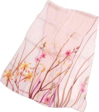 Ferragamo Pre-owned Scarves, female, Pink, Size: ONE SIZE Pre-owned Silk Scarf