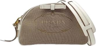 Prada Pre-owned Vintage Canvas Shoulder Bag - Dames - Vintage Schoudertas - Bruin - ONE Size - Leer - Vintage