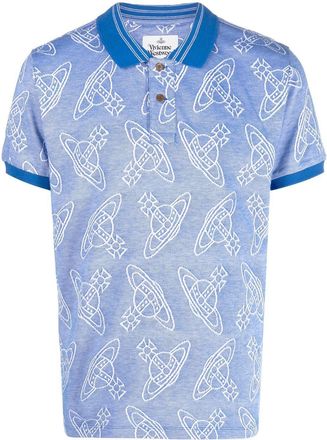 Vivienne Westwood Orb logo-print polo shirt - men - Cotton - M - Blue