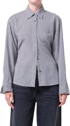 A Gold E Theo Stripe Crop Back Shirt in Solene Stripe at Nordstrom, Size X-Small
