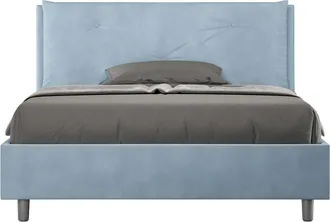 ITYhome Letto Alla Francese Rivestito In Microfibra - Appia - Tipologia Letto: Con Rete E Contenitore - Colore: Azzurro - Dimensione Rete: 140x200