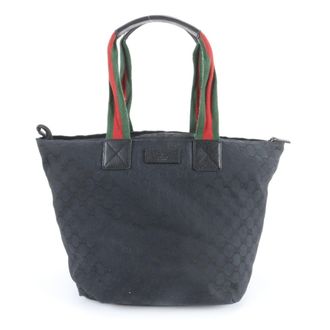 Gucci Black Leather Canvas Handbag Shoulder Bag Tote Bag (Pre-Owned)