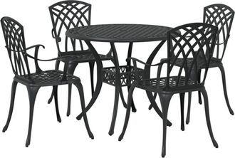 vidaXL 5-Piece Garden Dining Set - Black Cast Aluminum vidaXL