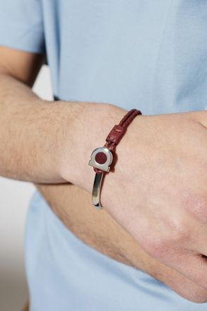 Ferragamo Bracelet With Logo, Mens, Burgundy