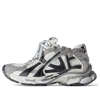 Balenciaga (WMNS) Balenciaga Runner SneakerS Grey White and Black Nylon and Suede Like Fabric 772767W3RNY9012