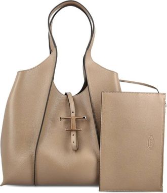 Tod's Medium shopper met T-gesp - Beige