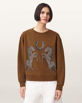AllSaints Cotton Luck Embellished Pippa Sweatshirt, Size: XS