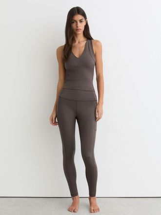 Reiss Taupe Brown High-waisted Full-length Leggings, XL